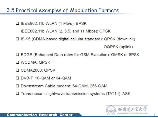 3.5 Practical examples of Modulation Formats