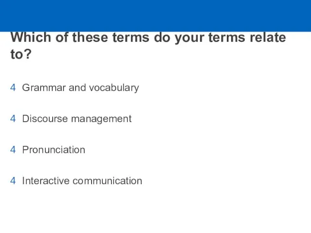 Which of these terms do your terms relate to? Grammar
