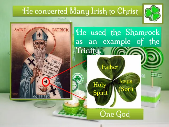 He converted Many Irish to Christ He used the Shamrock