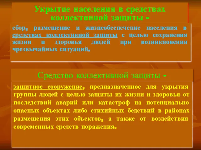 Укрытие населения в средствах коллективной защиты - сбор, размещение и