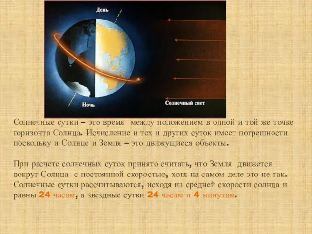 Солнечные сутки – это время между положением в одной и