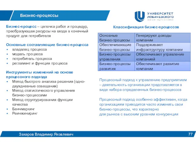 Бизнес-процесс – цепочка работ и процедур, преобразующая ресурсы на входе