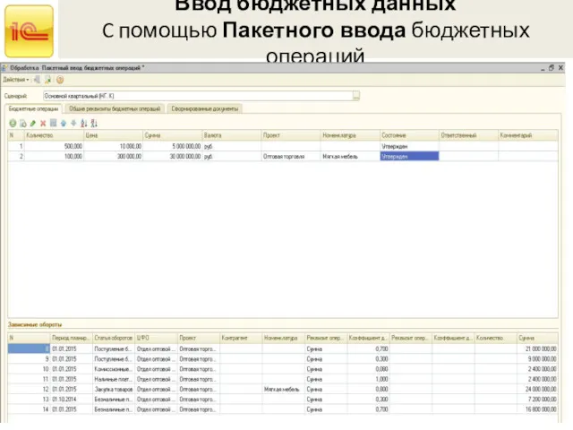 Ввод бюджетных данных C помощью Пакетного ввода бюджетных операций