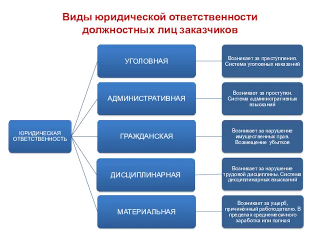 Виды юридической ответственности должностных лиц заказчиков