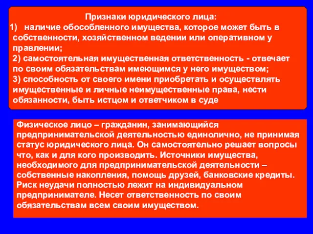 Физическое лицо – гражданин, занимающийся предпринимательской деятельностью единолично, не принимая