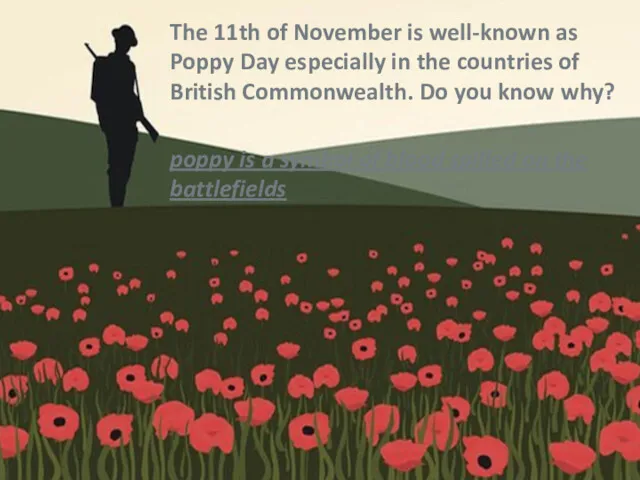 The 11th of November is well-known as Poppy Day especially