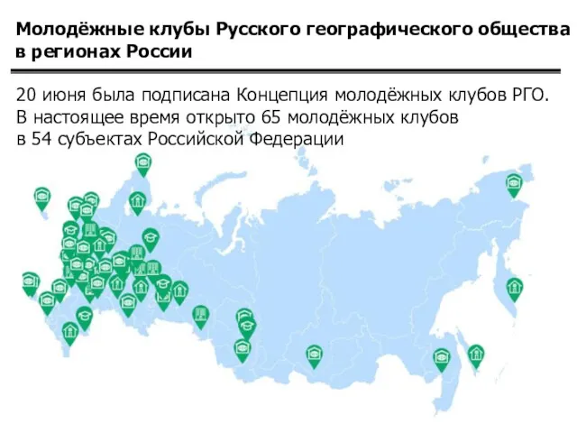 Молодёжные клубы Русского географического общества в регионах России 20 июня