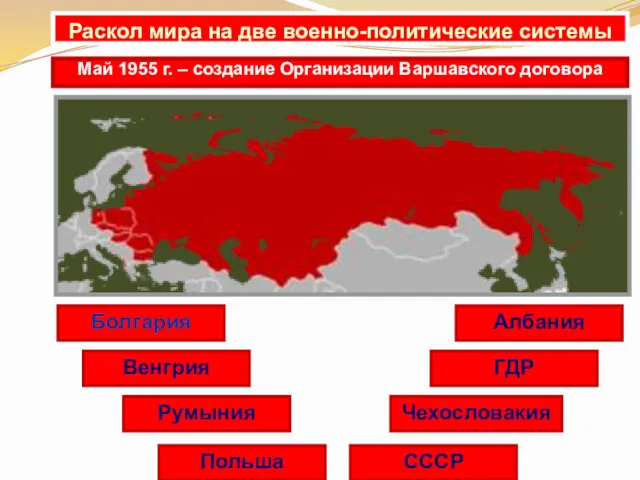 Раскол мира на две военно-политические системы Май 1955 г. –