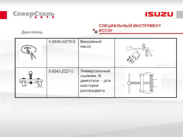 Двигатель СПЕЦИАЛЬНЫЙ ИНСТРУМЕНТ ИСУЗУ