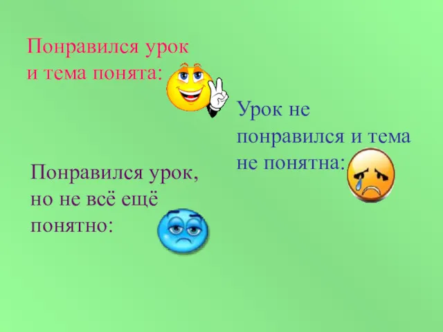 Понравился урок и тема понята: Понравился урок, но не всё