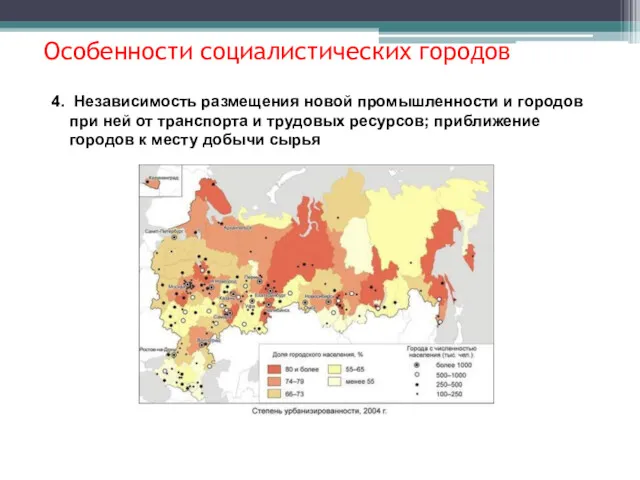 4. Независимость размещения новой промышленности и городов при ней от