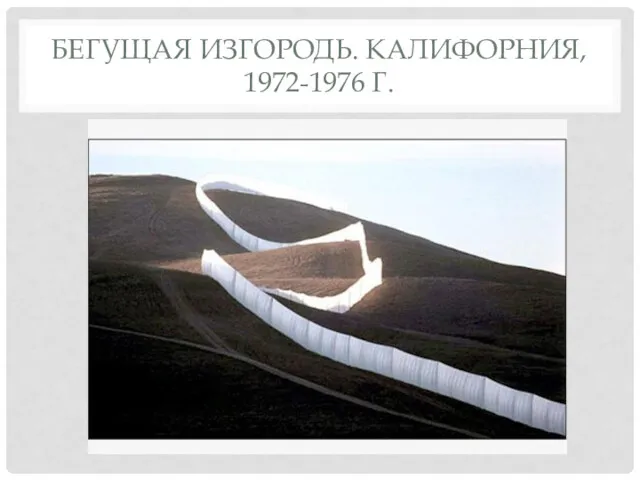 БЕГУЩАЯ ИЗГОРОДЬ. КАЛИФОРНИЯ, 1972-1976 Г.