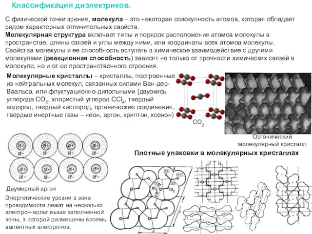 Классификация диэлектриков. Молекулярные кристаллы – кристаллы, построенные из нейтральных молекул,