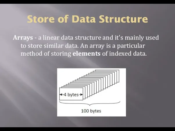 Store of Data Structure Arrays - a linear data structure