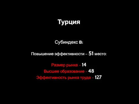 Турция Субиндекс В: Повышение эффективности – 51 место: Размер рынка