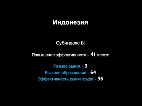 Индонезия Субиндекс В: Повышение эффективности – 41 место: Размер рынка