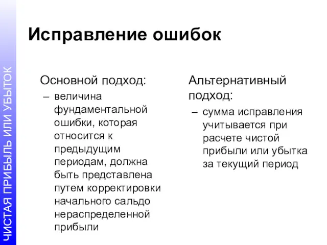 Исправление ошибок Основной подход: величина фундаментальной ошибки, которая относится к