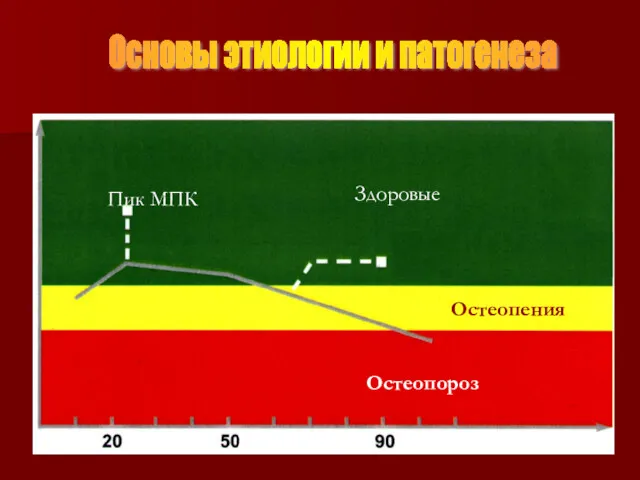 Пик МПК Здоровые Остеопения Остеопороз Основы этиологии и патогенеза