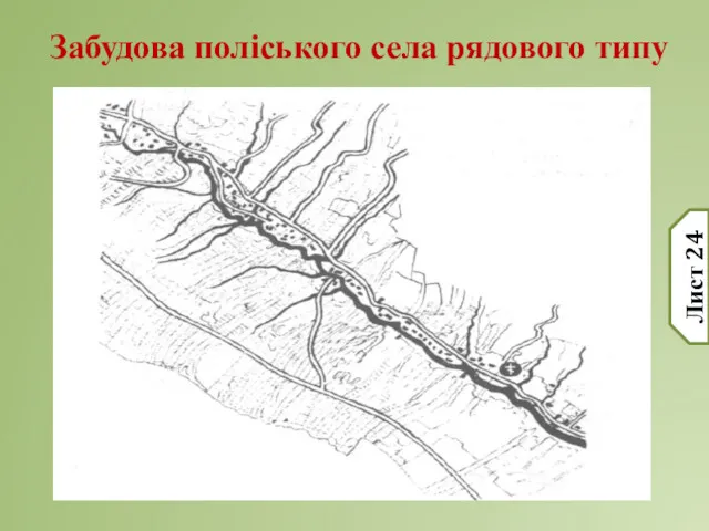 Лист 24 Забудова поліського села рядового типу
