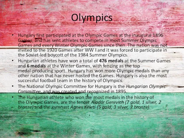 Olympics Hungary first participated at the Olympic Games at the