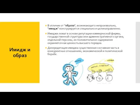 Имидж и образ В отличие от "образа", возникающего непроизвольно, "имидж"