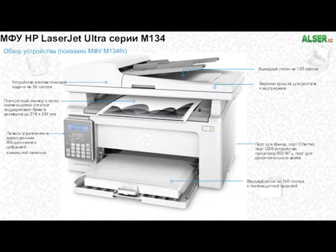 МФУ HP LaserJet Ultra серии M134 Выходной лоток на 100