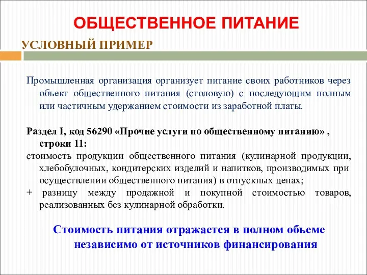 Промышленная организация организует питание своих работников через объект общественного питания