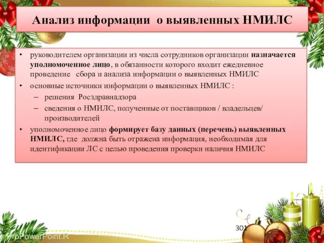 Анализ информации о выявленных НМИЛС руководителем организации из числа сотрудников