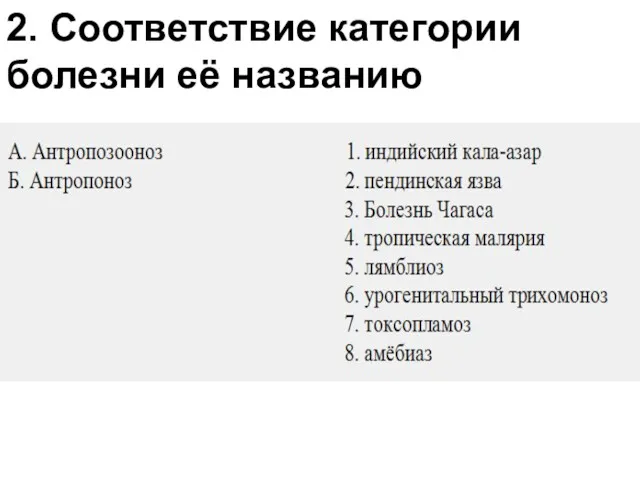 2. Соответствие категории болезни её названию