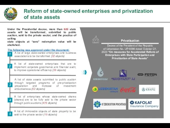 Reform of state-owned enterprises and privatization of state assets Privatisation