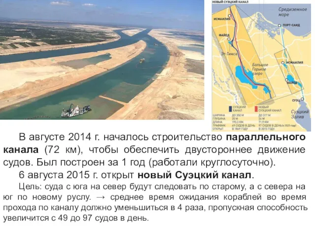 В августе 2014 г. началось строительство параллельного канала (72 км),
