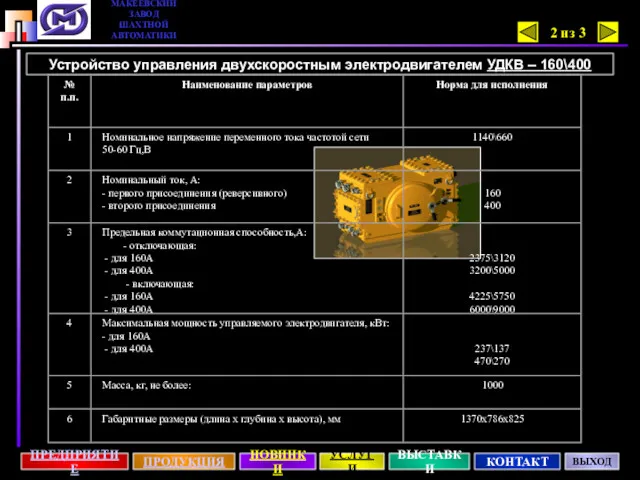 Устройство управления двухскоростным электродвигателем УДКВ – 160\400 2 из 3