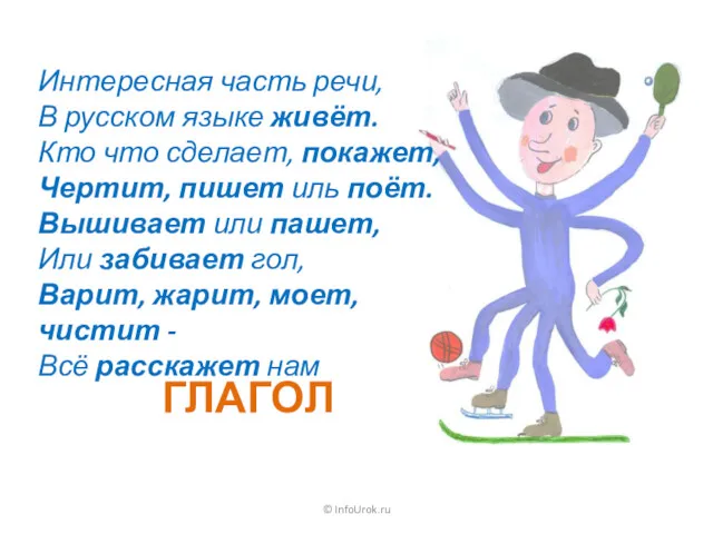 © InfoUrok.ru Интересная часть речи, В русском языке живёт. Кто что сделает, покажет,