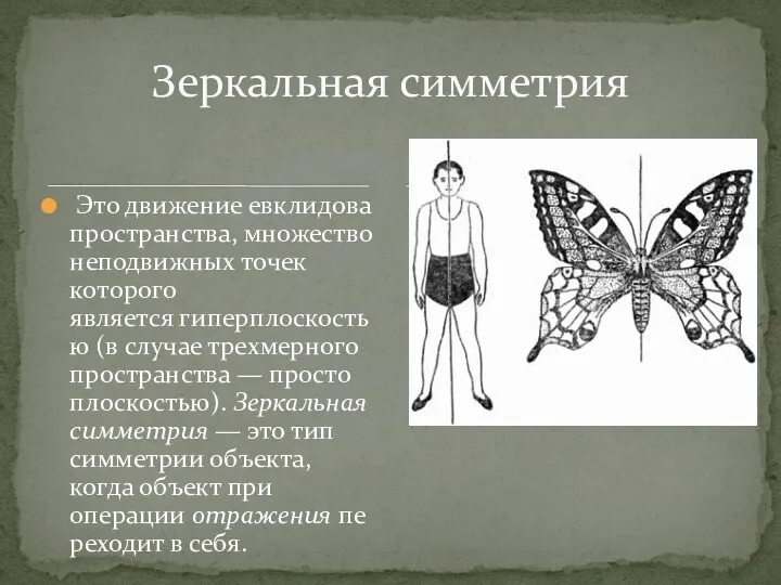 Это движение евклидова пространства, множество неподвижных точек которого является гиперплоскостью