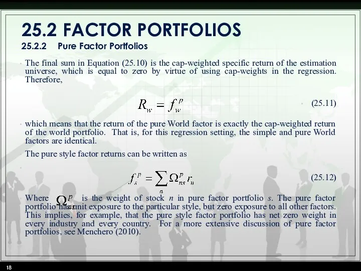 25.2 FACTOR PORTFOLIOS 25.2.2 Pure Factor Portfolios The final sum