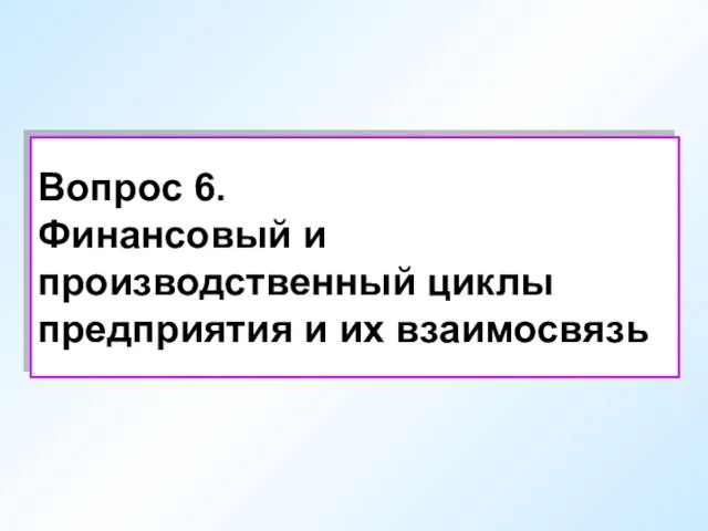 Вопрос 6. Финансовый и производственный циклы предприятия и их взаимосвязь