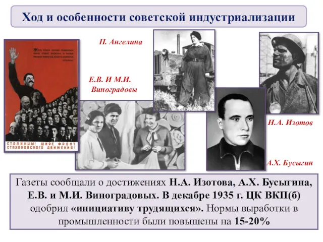 Газеты сообщали о достижениях Н.А. Изотова, А.Х. Бусыгина, Е.В. и