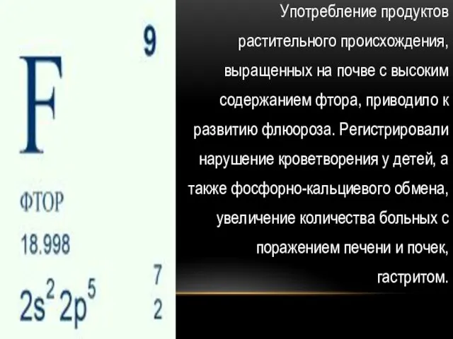 Употребление продуктов растительного происхождения, выращенных на почве с высоким содержанием