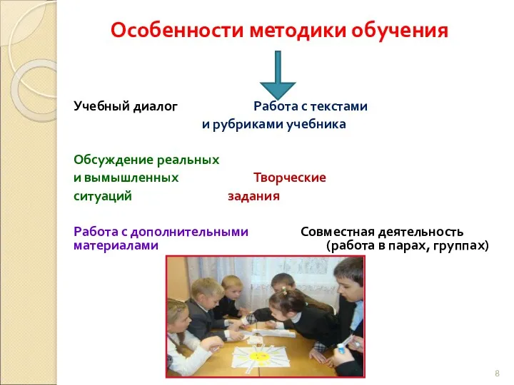 Особенности методики обучения Учебный диалог Работа с текстами и рубриками