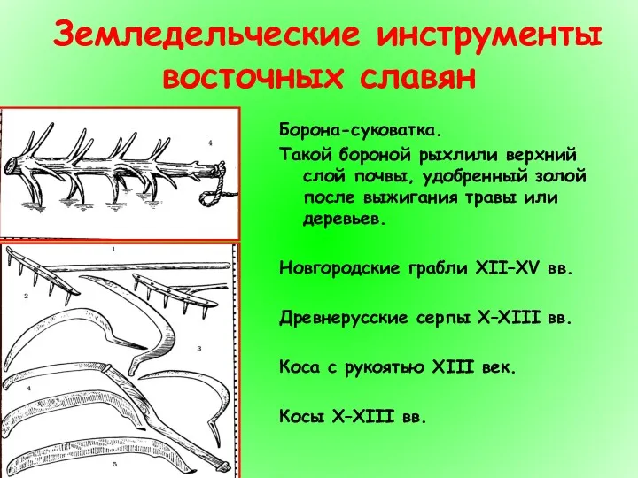 Земледельческие инструменты восточных славян Борона-суковатка. Такой бороной рыхлили верхний слой