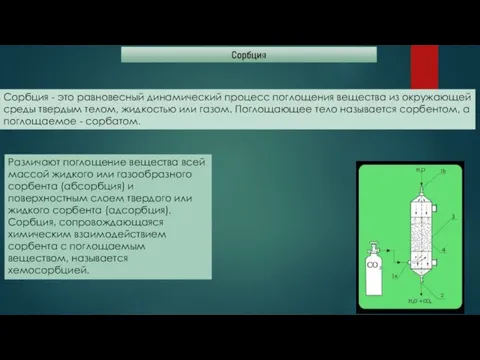 Сорбция - это равновесный динамический процесс поглощения вещества из окружающей