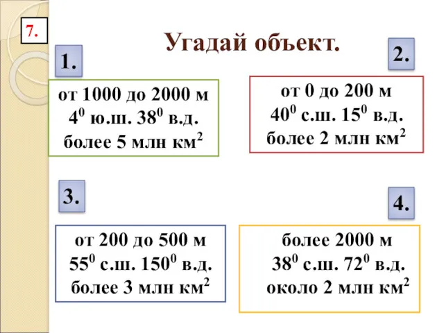 Угадай объект. более 2000 м 380 с.ш. 720 в.д. около