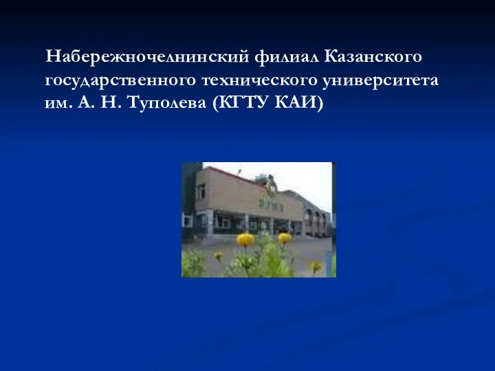 Набережночелнинский филиал Казанского государственного технического университета им. А. Н. Туполева (КГТУ КАИ)