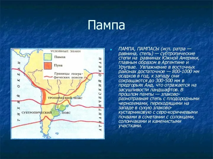 Пампа ПАМПА, ПАМПАСЫ (исп. ратра — равнина, степь) — субтропические