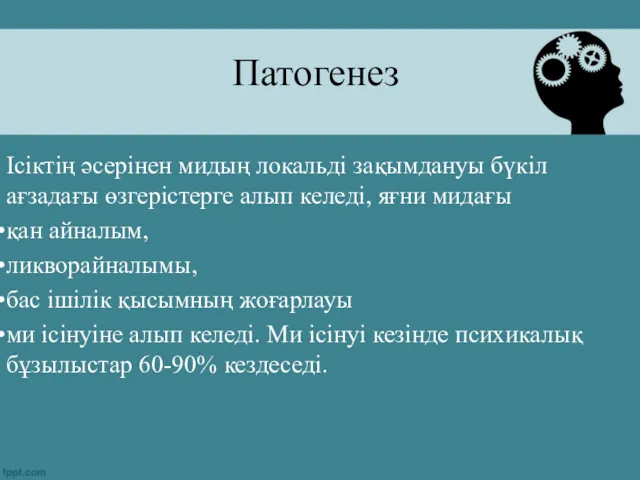 Патогенез Ісіктің әсерінен мидың локальді зақымдануы бүкіл ағзадағы өзгерістерге алып