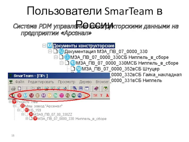 Пользователи SmarTeam в России Система PDM управления конструкторскими данными на предприятии «Арсенал»