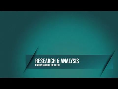 Research & Analysis Understanding the needs