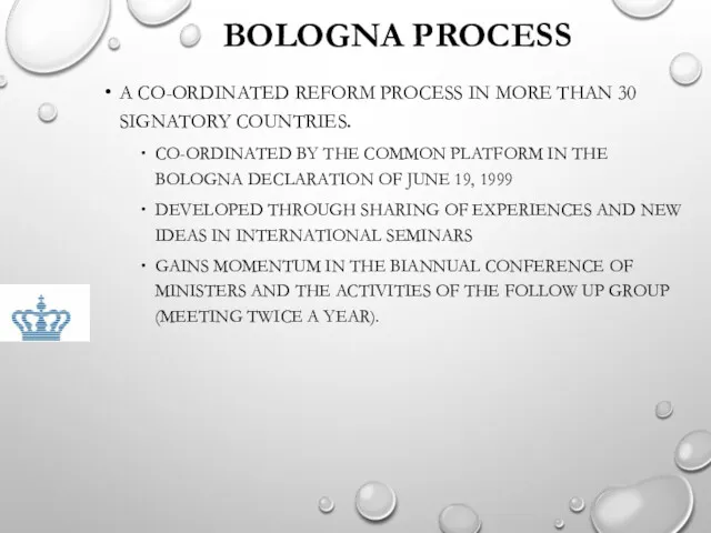 BOLOGNA PROCESS A CO-ORDINATED REFORM PROCESS IN MORE THAN 30