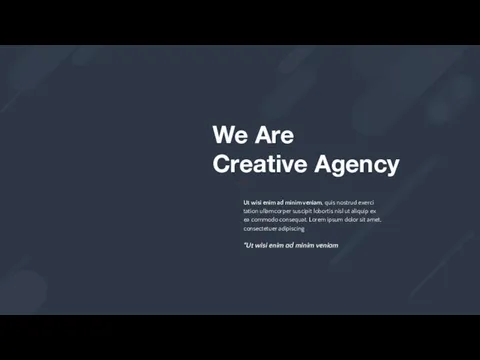 We Are Creative Agency Ut wisi enim ad minim veniam,