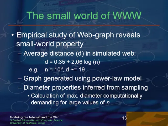 The small world of WWW Empirical study of Web-graph reveals